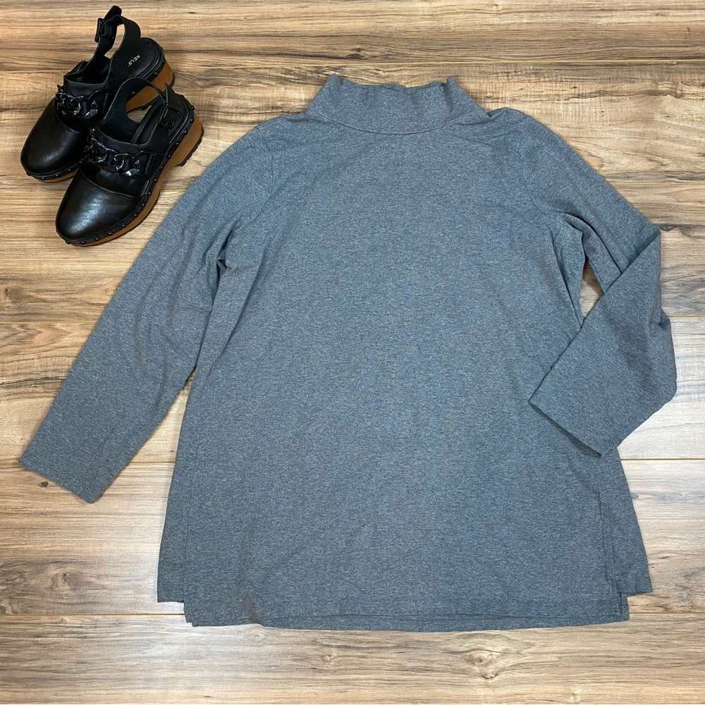 Eileen‎ Fisher Mock Neck Long Sleeve Women's L Color Gray